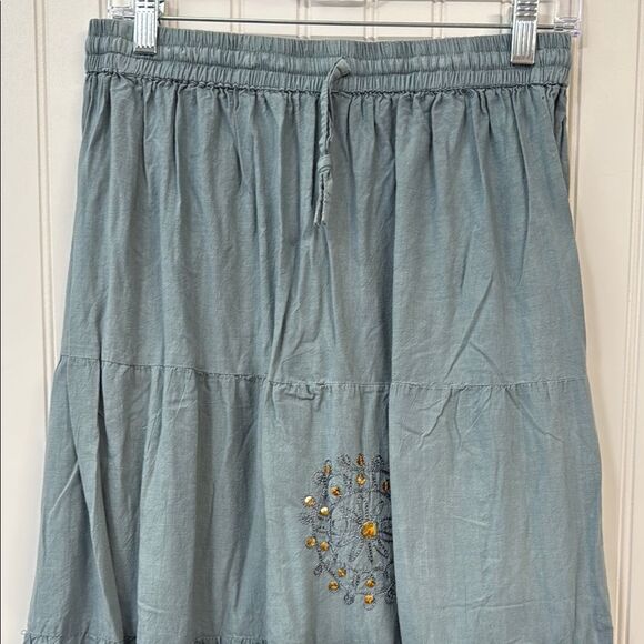 Boho hippie festival dip died embroidered long maxi skirt women's M Max Merra - Picture 2 of 7